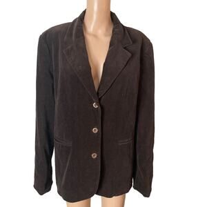 Vintage Fuerte Corduroy Blazer Mens 50 3 Button Brown Single Breasted